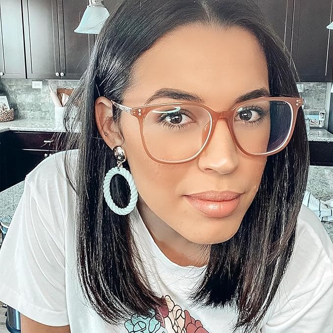 GUDVUE Oversized Blue Light Glasses, Computer Reading/Gaming/Phones Glasses, Anti Glare/UV400/Eye Strain, Large Square Frame