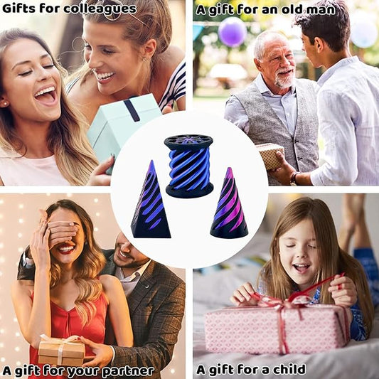 3 Packs Impossible Cone,Spiral Cone Fidget Toy Impossible Pyramid Passthrough Toy,3D Printed Spiral Cone Fidget Toy,Mini Vortex Thread Illusion Desktop Deco Souvenir Gift for Anxiety Relaxing