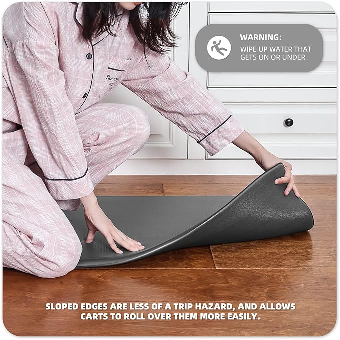 Color&Geometry 0.71" Extra Thick Anti Fatigue Cushion Kitchen Floor Mat,Easy Clean, Water & Oil Proof, Non Slip, Foam Padded Runner Rug for Front Sink,20"x 71" Grey (2.0 Version)