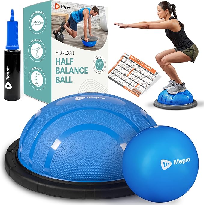 Lifepro Half Balance Ball Trainer - Stability Ball for Exercise, Full-Body Workouts, Home Gym, and Physical Therapy - Non-Slip Equipment for Balance Training