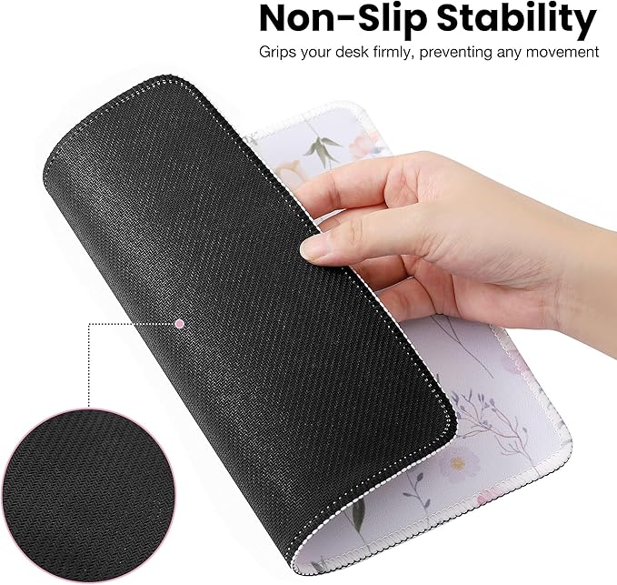 ALOANES Waterproof Mouse Pad with Stitched Edge, Premium-Textured Mouse Mat, Non-Slip Rubber Base Mousepad for Laptop, Computer & PC, Desk Mat for Gamer, Office & Home, Floral