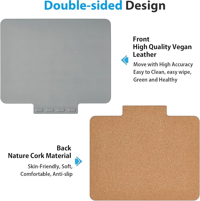Ergonomic Mouse Pad with Wrist Rest, Leather Comfortable Mousepad, Natural Cork Non-Slip Base Mouse Pads for Desk, Computer, Laptop, Gaming, 11.1 x 9.84 in Home & Office Desk Accessories