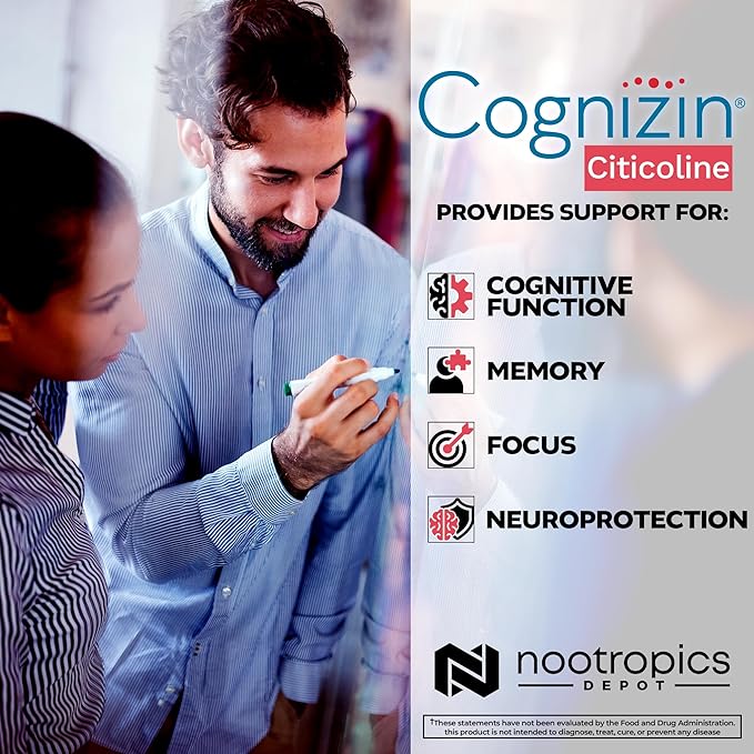 Nootropics Depot Cognizin Citicoline Capsules | 60 Count | Choline Supplement | Brain Health Supplement | Regulates Memory and Cognitive Function | Supports Attention, Focus and Recall
