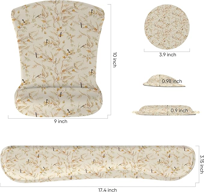 RICHEN Mouse Pad and Keyboard Wrist Rest, 3-in-1 Computer Mousepad and Coaster Set, Non-Slip Keyboard Wrist Rest and Mouse Pad Set Ergonomic Design (FKMWR-65)