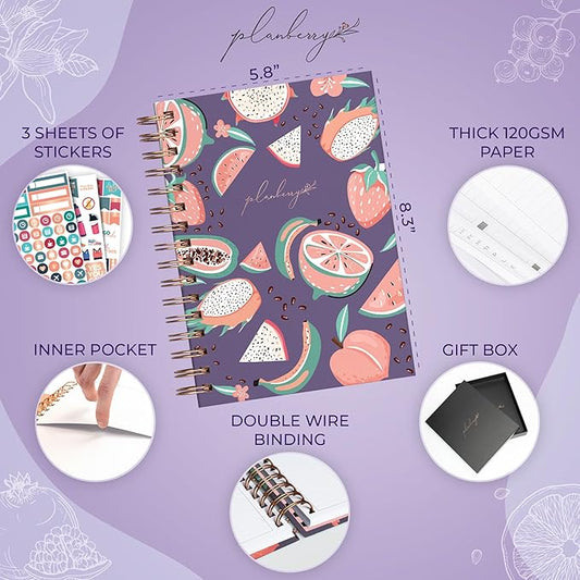 PLANBERRY Food Journal Premium – Nutrition Planner – Diet & Calorie Tracker – Meal & Exercise Diary – Weight Loss Journal (Tropical Fresh)