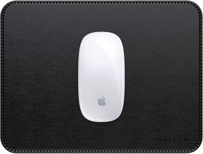 Satechi Vegan-Leather Mouse Pad, Ergonomic, Reversible, Scratch and Water Resistant, Easy to Clean, for Office and Home, 9.8" x 7.5" x 0.14" - Black