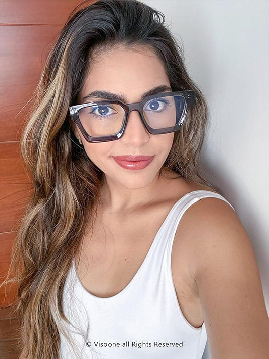 VISOONE Blue Light Blocking Glasses with TR90 Rectangle Frame and Chic Preppy Look for Women Men RIVER
