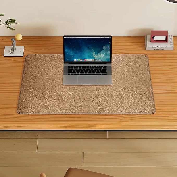 VYAAA Cork & Leather Desk Mat, 35.4"×19.6" Large Mouse Pad, Desktop Protector for Desk, Multifunctional Keyboard Mouse Pad for Home or Office (Black)