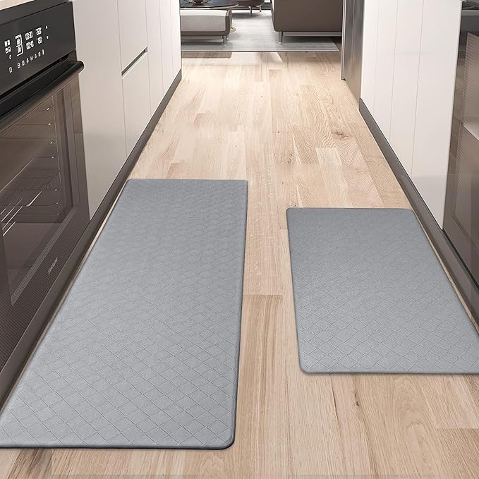 HEBE Anti Fatigue Kitchen Mats for Floor 3 Piece Set Non Slip Waterproof Comfort Standing Mat Runner for Home Office, Sink, Laundry