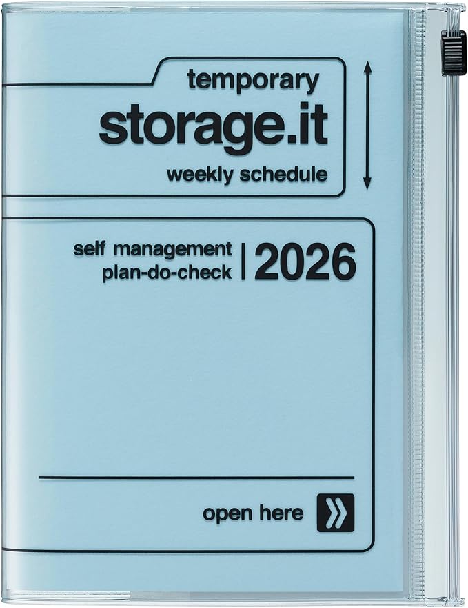 MARK'STYLE A6 Weekly Vertical Planner 16 Months (Sep. 2025 – Dec. 2026) with Soft Transparent PVC Cover,Refillable, Pocketed, for Daily Organizing & Planning (Blue)