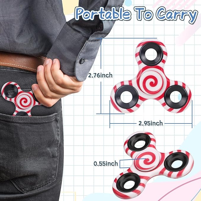 12PCS Fidget Spinner Toy Pack for Kids Adults, Metal Tri-Spinner Fidget Toy Set, Hand Spinner for Stress Relief, Holiday Stocking Stuffer, Party Supplies Goodie Bag Stuffers Classroom Prizes