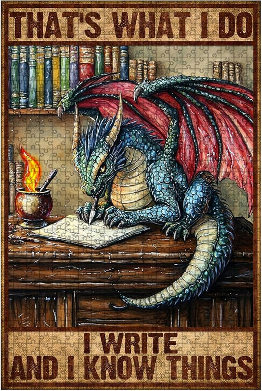 1000 Piece Wooden Jigsaw Puzzle That's What I Do I Write and I Know Things for Adults & Kids Challenging Brain Teaser for Family Bonding Stress Relief Focus Trainer & Educational Toy 29.5x19.7 Inch