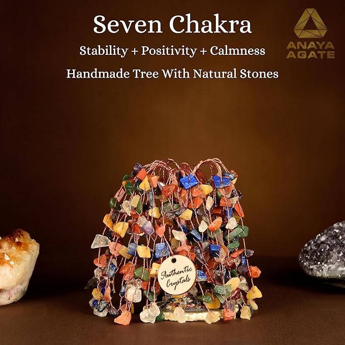 7 Chakra Crystal Tree of Life Handmade Gemstone Bonsai for Home Office Desk Decor, Feng Shui Money Tree for Healing, Protection, Wealth, Luck, Positive Energy, Spiritual Gifts for Women Mom