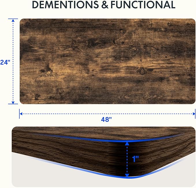FLEXISPOT EN2 Whole-Piece Standing Desk with Clamp Power Strip, 48 x 24'' Electric Stand Up Height Adjustable Desk with Cable Management (Gray Frame + 48" Rustic Brown Desktop, 2 Packages)