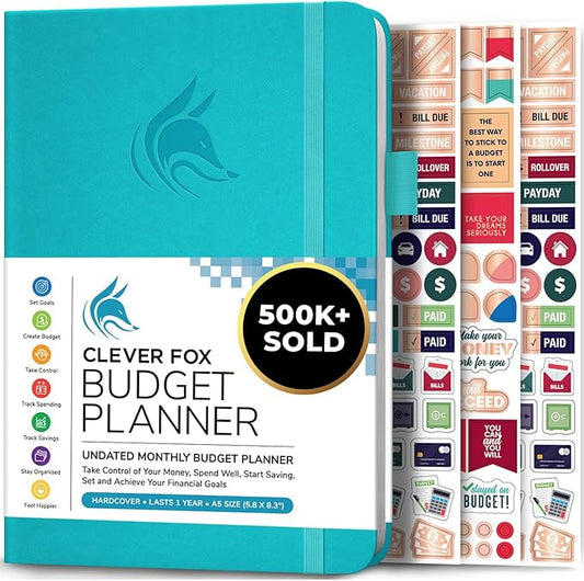 Clever Fox Budget Planner - Expense Tracker Notebook. Monthly Budgeting Organizer, Finance Logbook & Accounts Book, Bill Tracker, A5 (Teal)