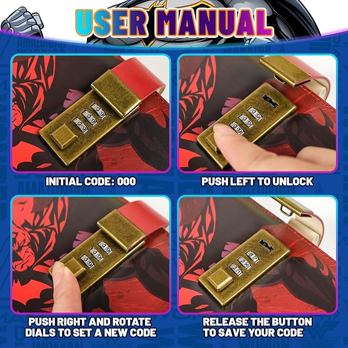 Superhero Diary with Lock for Boys – Comic-Inspired PU Leather Notebook Journal with Lock 228 Pages – Locked Diary Planner Organizer for Boys, Girls, Teens, Fans, School or Gift Use