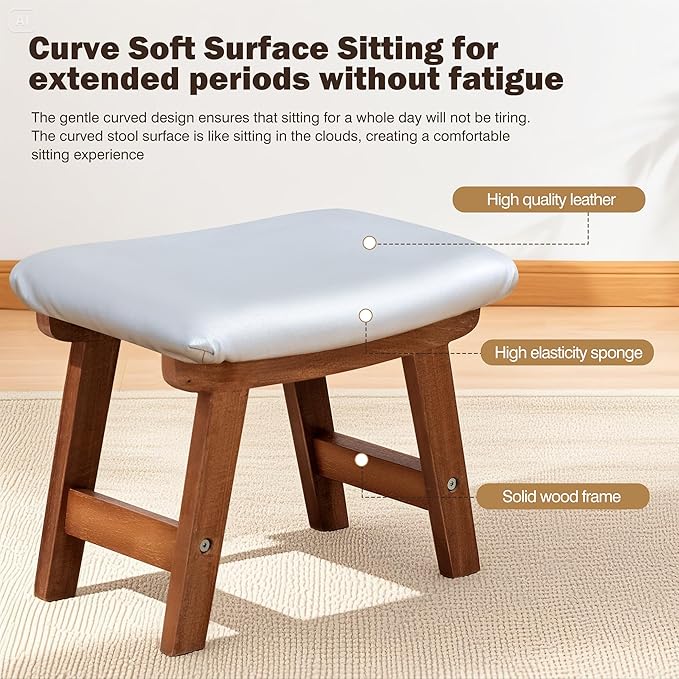 Foot Stool with Leather Cover,Foot Rest Made of Wooden for Couch,Bench,Sofa,Under Office Desk