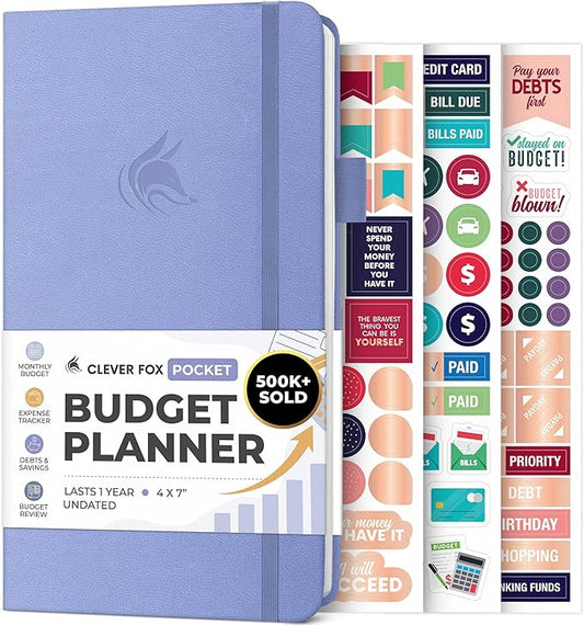 Clever Fox Budget Planner Pocket – Mini Expense Tracker Notebook. Monthly Budgeting Organizer, Finance Logbook & Accounts Book, Small (Lavender)