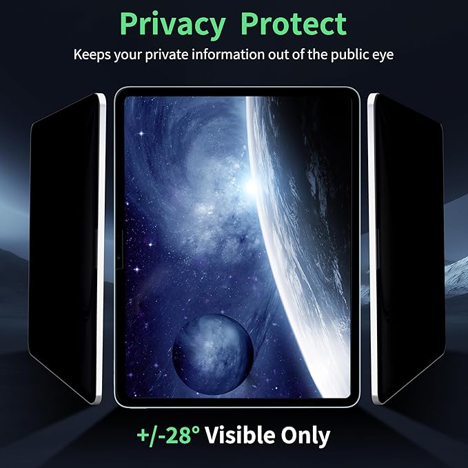 Privacy Screen Protector for iPad Pro 11 Inch M4 2024 5th Generation (A2836 A2837 A3006), Nano iPad Pro 11" Removable Filter Easy Install Film Bubble-Free Guard Anti Blue Light Anti-Spy Shield