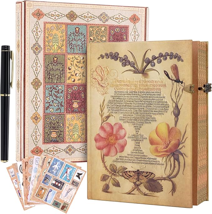 96 Sheets/192 Pages Vintage Lined Journal,Comes With Envelope Pocket Notebook Journal,Retro 3D Thorn Vine Rose Cover Hardcover Journal,Suitable As Travel Diary,A Notebook,Or Wedding Anniversary.