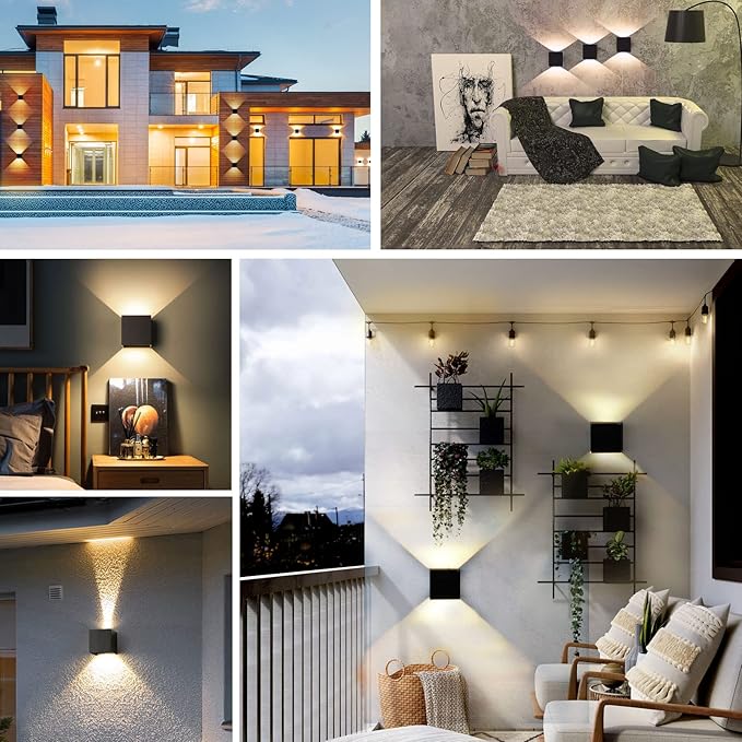 Outdoor Wall Lights Exterior,Light Fixtures Wall Mount,Outdoor Porch Lights Wall Mount,Up and Down Lights,Beam Angle Adjustable Black Led Wall sconces Lights for House Bedroom Porch Hallway