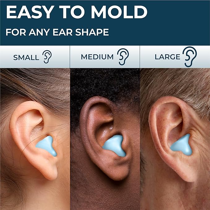 Peace&Quiet | PQ Wax Ear Plugs for Sleeping, Swimming - Soft Noise Cancelling Silicone Gel Wax Earplugs for Sleep and Swimmers, Sound Blocking Level of 32 Db, Color: Blue