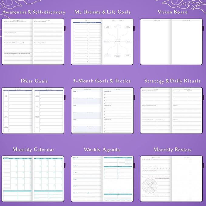 Legend Weekly Colorful Planner 2nd Edition – Undated Life & Work Agenda Journal for Time Management, Goal Setting, Productivity, Tasks & To Do Lists – A5 size, 5.8 ″ x 8.3″, Hardcover – Purple