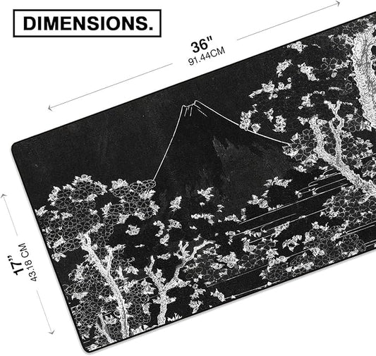 MPCO. Ukiyo-E Large Gaming Desk Pad - 36" x 17" Aeroglyde Fabric Mount Fuji Desk Mats - Non-Slip, Washable, Smooth Glide for Precision Gaming & Work
