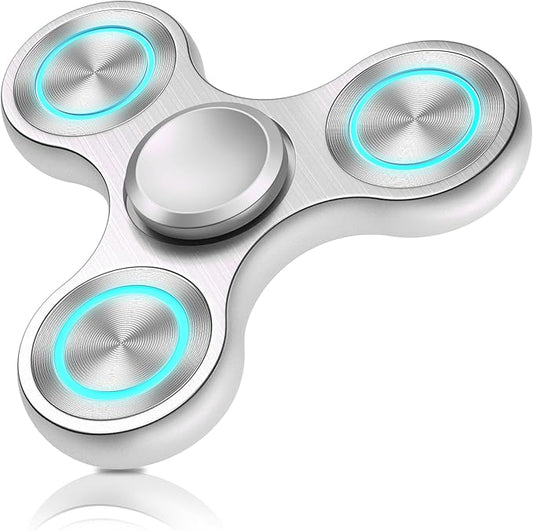 Fidget Spinners Toy, Metal Stainless Steel Bearing High Speed 4-8 Min Spins, EDC ADHD Stress Anxiety Relieves Fidgets Finger Toys, Novelty Gift for Kids and Adults, Silver