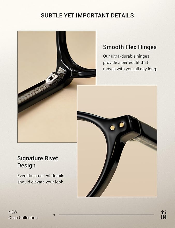 TIJN Olisa Blue Light Blocking Glasses for Women Men,Oval Glasses Frame Bluelight Glasses for Gaming/Computer/Screen