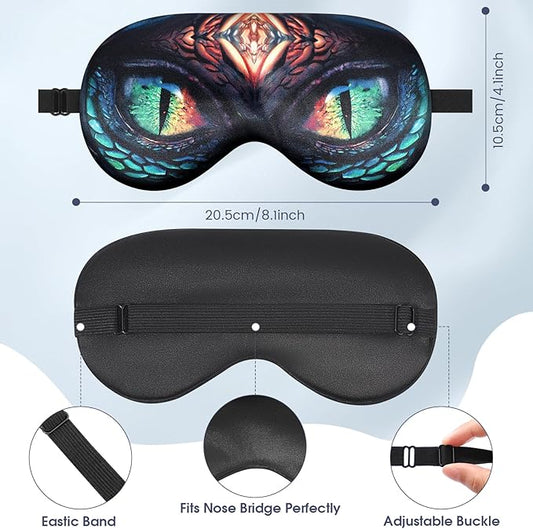 2 Pcs Sleep Mask for Kids Boys, Silk Eye Covers for Sleeping, Adjustable Strap & Light Blocking Design, Adult Children's Bedtime Blindfold for Travel and Home Use (Red Dinosaur Eyes)