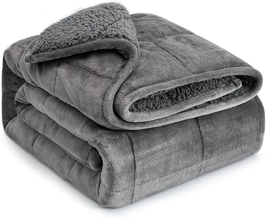 Lofus Weighted Blanket for Adults(15 lbs, 48" x 72"), Throw Heavy Blanket Machine Washable, Soft Weighted Blankets for Stress Relief and Sleep Promotion-Grey