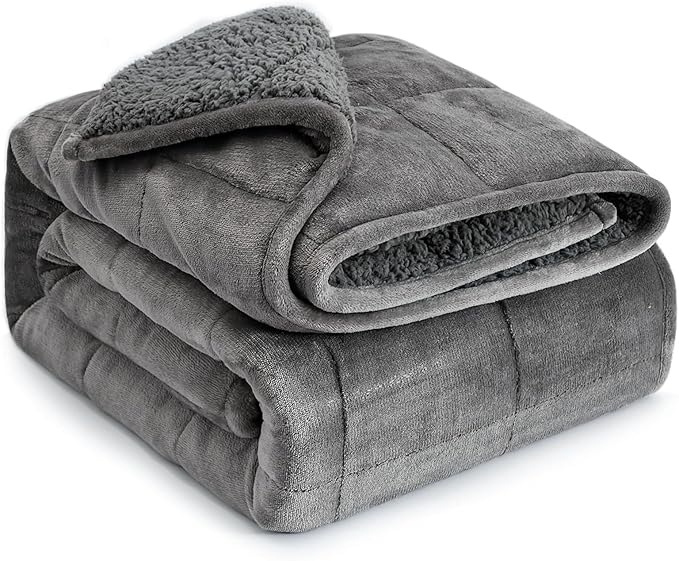 Lofus Weighted Blanket for Adults(15 lbs, 60" x 80"), Queen Size Heavy Blanket Machine Washable, Soft Weighted Blankets for Stress Relief and Sleep Promotion-Grey