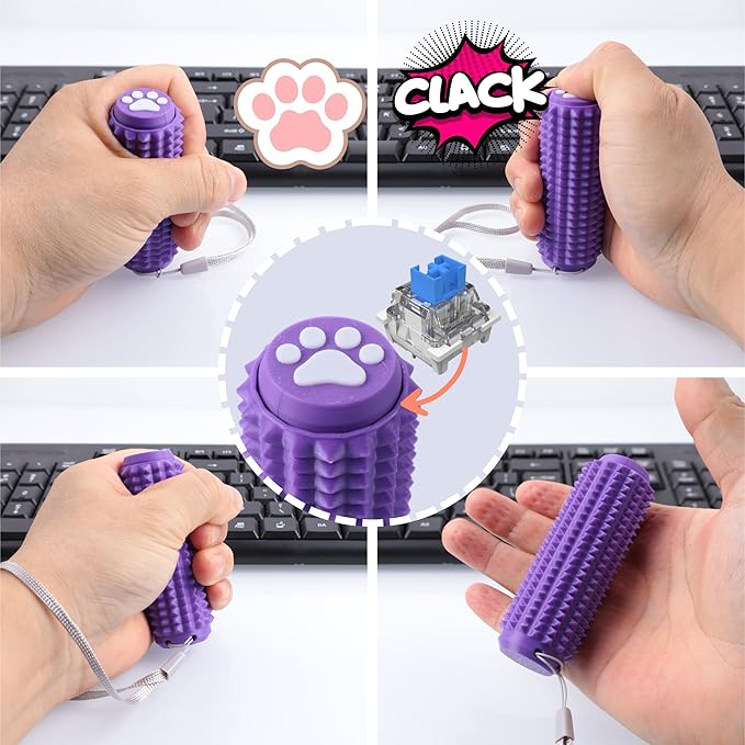 2PCS Little Ouchies Fidget with Cat Dog Paw Button, Sensory Pain Stim Fidget Toys for Adults & Teens, Anxiety and Stress Relief Items, Spiky Grippy Stim Tool, Portable ADHD Autism Fidget Clicker