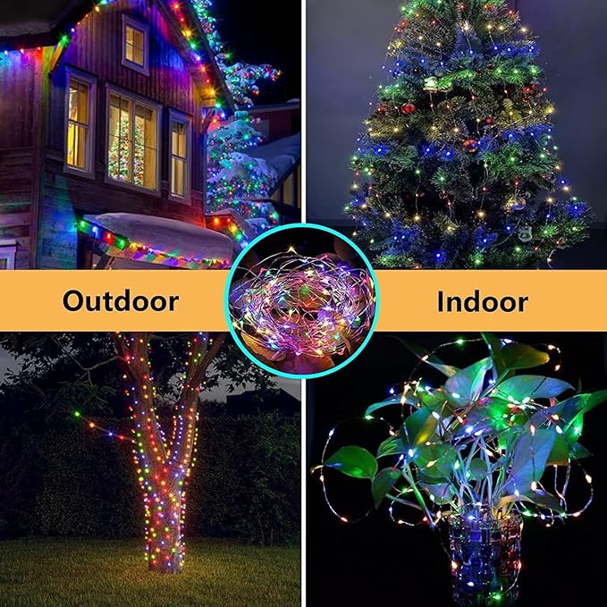 4Pack 80Ft 240LED Fairy Lights Battery Operated with Remote, Waterproof String Lights with Timer for Indoor & Outdoor, Twinkle Lights Battery Powered for Bedroom Christmas Decorations (Multicolor)