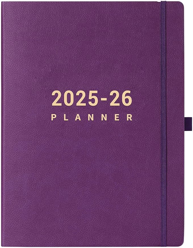 2025-2026 Planner - Academic Planner 2025-2026, July 2025 - June 2026, Planner Daily Weekly and Monthly, 8.5" x 11", Pen Holder, Calendar Stickers, Pocket, 25 Notes Pages, Faux Leather Cover