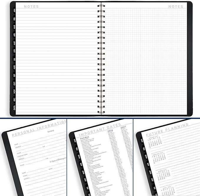 AT-A-GLANCE 2026 Appointment Book Planner, Weekly & Monthly, 8.25" x 11", Large, Half-Hourly, Contemporary, Black (70950X0526)