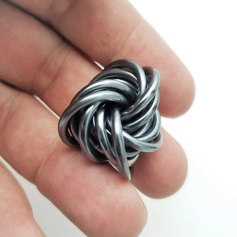 Möbii Fidget Ball (Solid Color): Quiet Mobius ADHD Anxiety Stim Stress Relief Toy Tool for Home Travel Office or Desk (Small, Full, Mercury Silver)