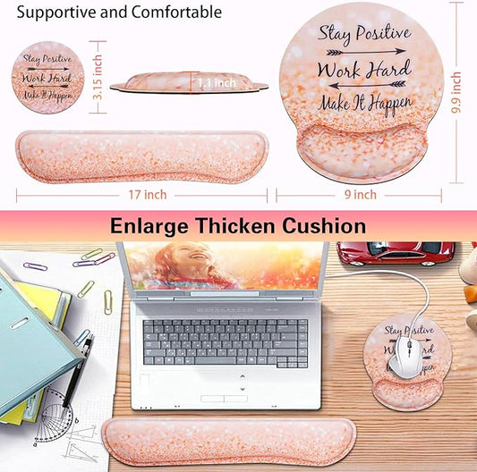 Mouse Pad with Wrist Support, Canjoy 3-in-1 Keyboard Wrist Rest + Ergonomic Mouse Pad + Coaster, Gel Wrist Rest for Computer Keyboard, Easy Typing & Pain Relief