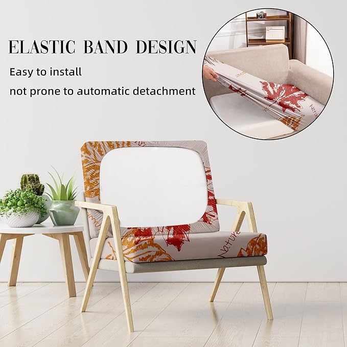 8Pcs Stretch Patio Cushion Covers Outdoor Cushion Cover, Jacquard Stretch Cushion Covers, Cover Replacement, Outdoor Sofa Covers, Washable Furniture Couch Cushion Cover (Red Maple)