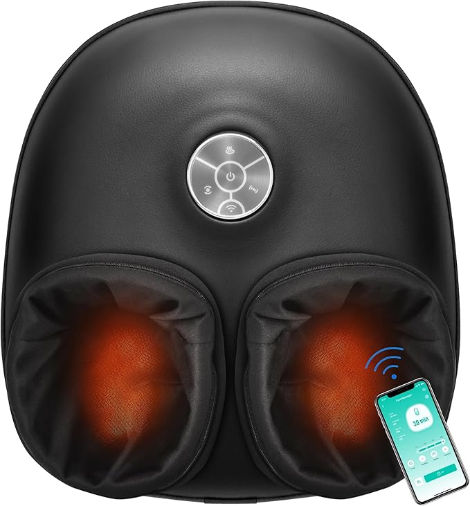 Medcursor Foot Massager with Heat, Shiatsu Deep Kneading Machine, Multi Air Compression Intensity, Smart APP Mobile Remote Control and Foot Massage Relax for Home and Office Use, Gifts for Women Mom