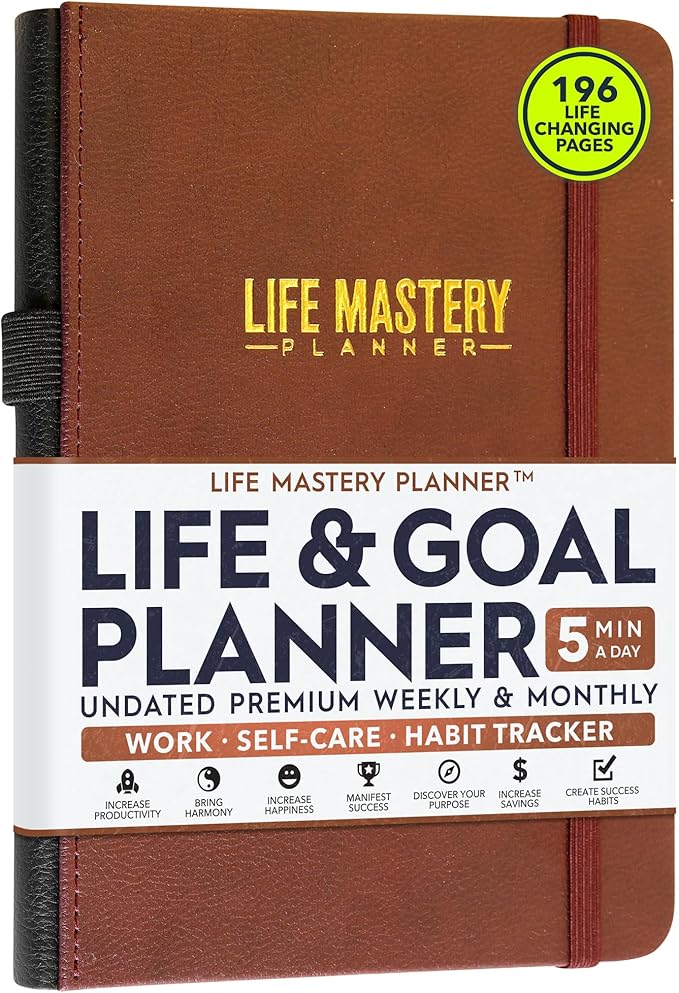 Life Mastery Planner - A 12 Month Journey to Crush Your Goals, Increase Productivity, Passion, Success & Happiness - Weekly & Monthly Life Planner, Habit-Tracker, Gratitude Journal & Organizer