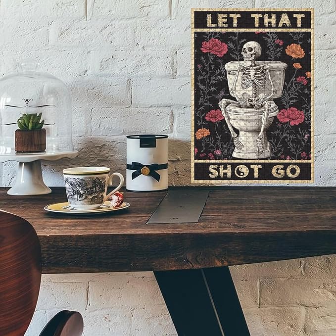 1000 Piece Wooden Puzzle Gothic Skull for Parents & Kids Educational Tiles 29.5x19.7 Inch