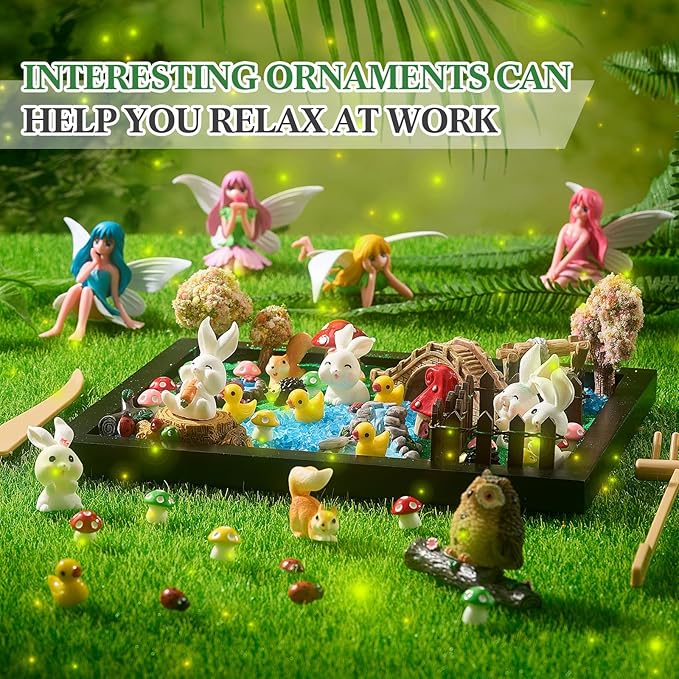 Soulchen Zen Garden Kit for Desk Decor Zen Sand Garden Box Set with Black Wooden Tray, Blue Sand, Tools & Accessories Japanese Gifts for Desktop Meditation Room Office Home (Fairy Style)