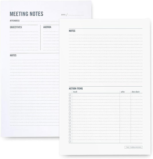 Meeting Notes Notepad - 6x9" - Double Sided Planning Pad - Objectives, Notes, Action Items & Follow-Ups - Undated Meeting Agenda - 50 Double-Sided Sheets