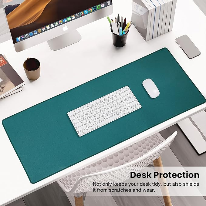 ALOANES Waterproof Mouse Pad, XL Gaming Keyboard Pad with Anti-Slip Base, Grain Jacquard Surface, Extend Desk pad for Gamer, Office & Home, Green Mousepad 31.5''x 11.8''x 0.12''