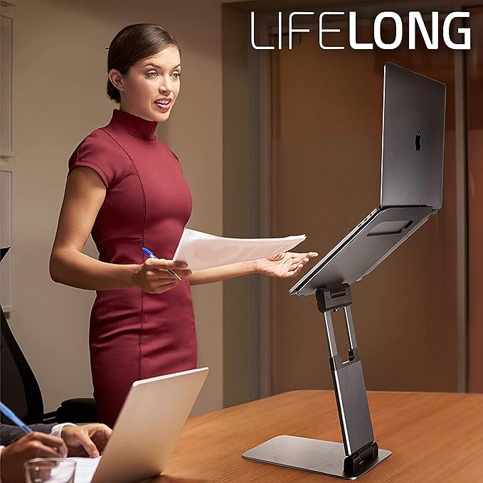 Lifelong Ergonomic Adjustable Laptop Riser - Fits 10-17 Inch Laptops & MacBooks - Portable Desk Laptop Stand