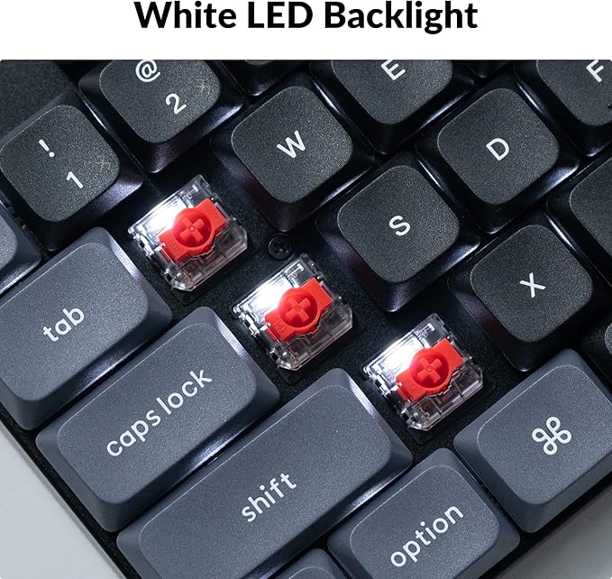 Keychron K1 Pro QMK/VIA Ultra-Slim Wireless Bluetooth/Wired USB Custom Mechanical Keyboard for Mac Windows Linux, TKL Layout Double-Shot PBT Keycaps White LED Backlight Low-Profile Gateron Red Switch
