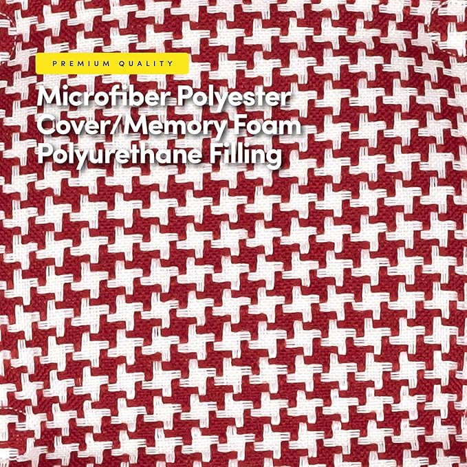 Sweet Home Collection Chair Cushion Memory Foam Pads Tufted Slip Non Skid Rubber Back U-Shaped 17" x 16" Seat Cover, 12 Count (Pack of 1), Houndsooth Red