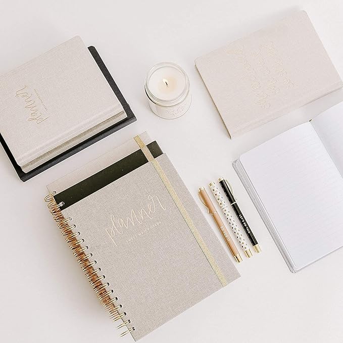 Sweet Water Decor Cute Motivational Lined Composition Notebook for Women, 100 Ruled Pages for Writing, Diary with Fabric Inspirational Cover (Tan She Believed She Could)